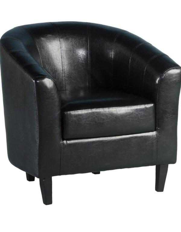 Tub Chair - Black Faux Leather