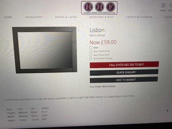 Clearance - Libson Mirror (New)