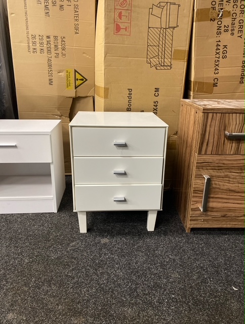 2 Draw Bedside Cabinet - White Rigid (Clearance)