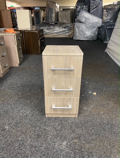 3 Drawers/Bedside Cabinet -  Light Oak Rigid (Clearance)