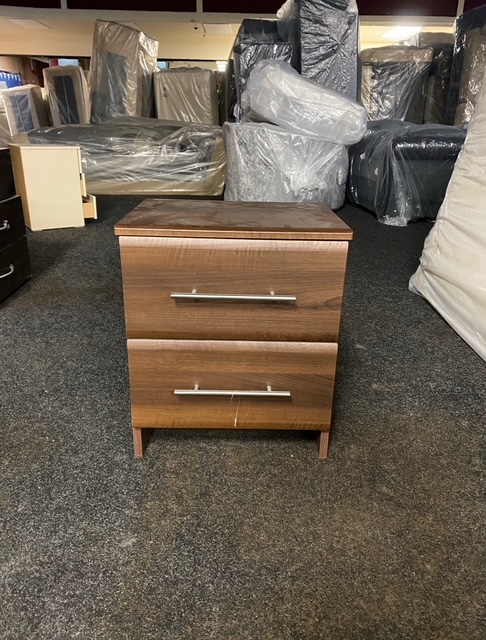 2 Drawers/Bedside Cabinet -  Large Brown T-handle Rigid (Clearance)