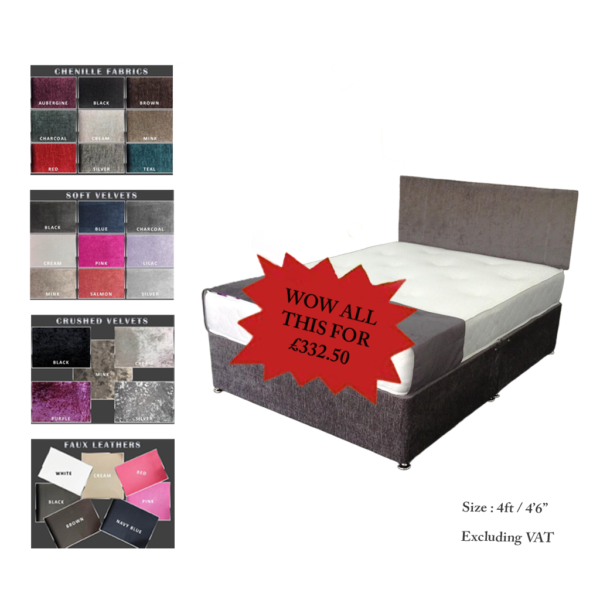 Wrapped Bed Set - Special Headboard and Divan (Worcester Premium Mattress)